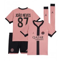 Paris Saint-Germain Joao Neves #87 Tredjedraktsett Barn 2024-25 Kortermet (+ Korte bukser)